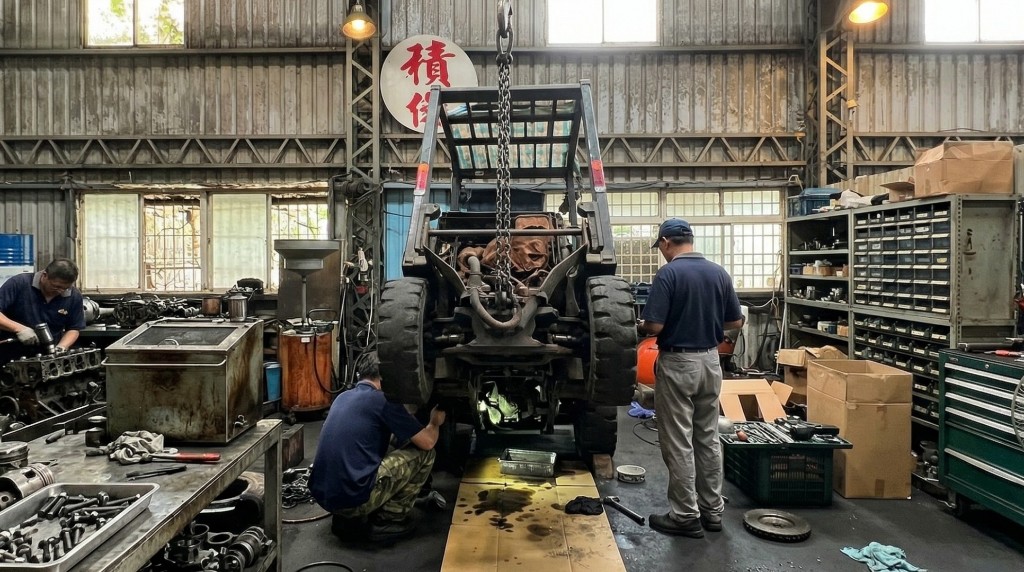 建豐堆高機技師到工廠現場維修堆高機